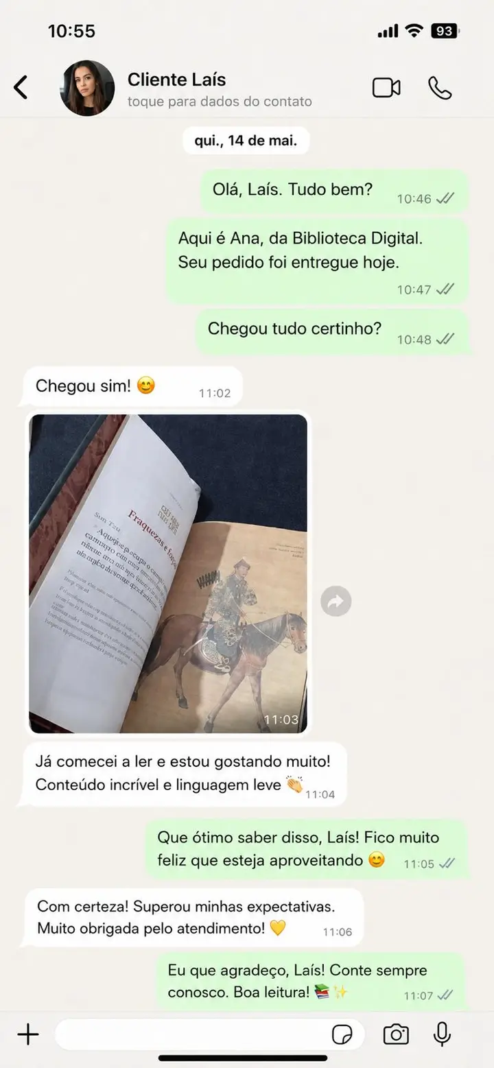 Feedback 2 de cliente via WhatsApp