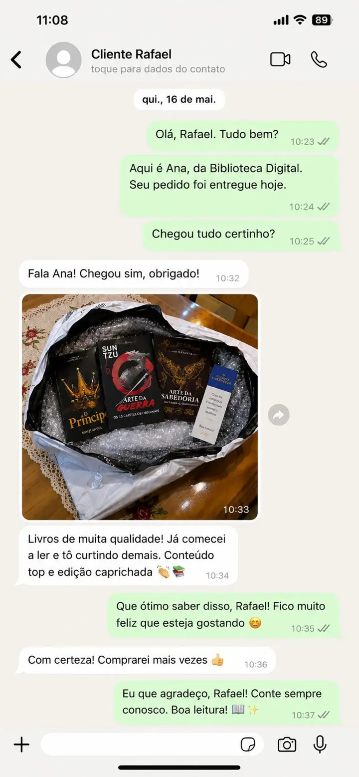 Feedback 3 de cliente via WhatsApp
